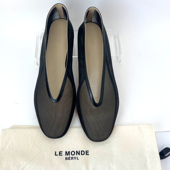 Le Monde Beryl Luna Mesh Slippers Black Ballet Flats Women Size 41 - Picture 2 of 15